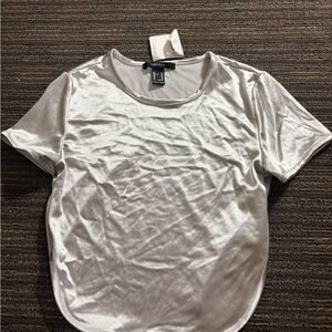 Express White Fitted Short Sleeve T-Shirt